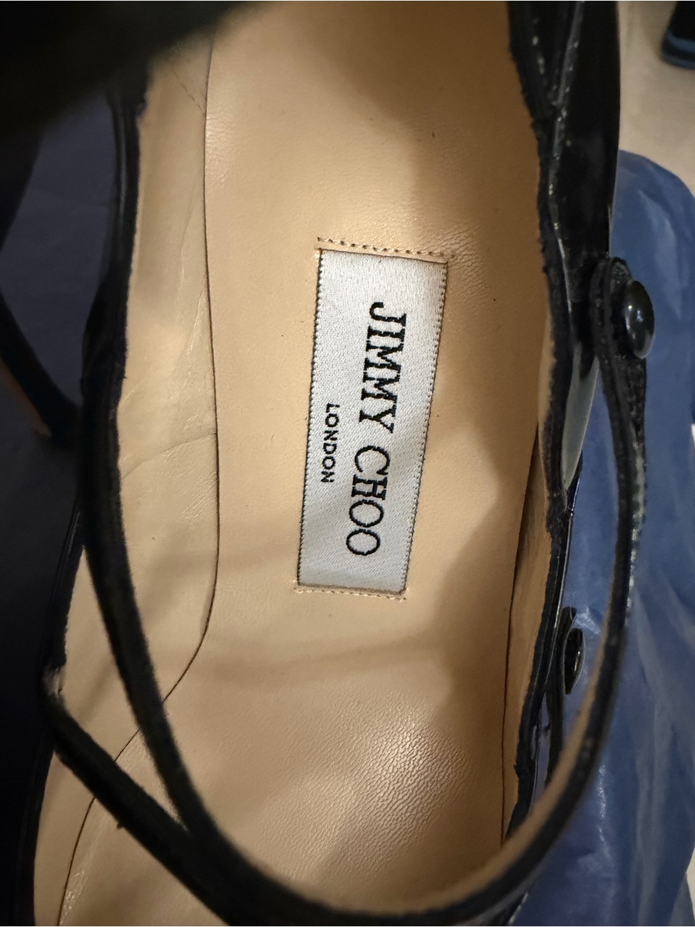 Jimmy Choo Black Patent Leather Multi-Strap Pointed Pumps - Picture 3 of 6